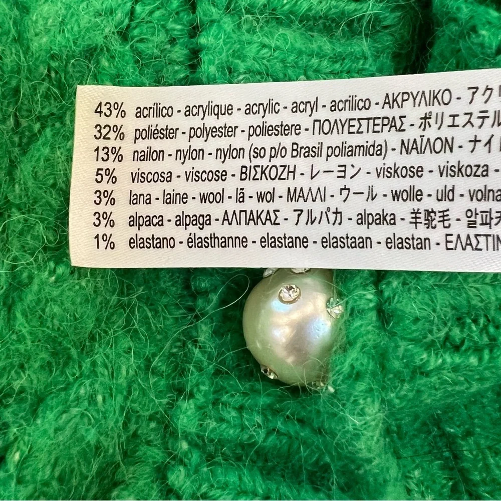 Zara Emerald Green Long Sleeve Cardigan w/ Decorative Buttons-Size Small - Picture 7 of 9